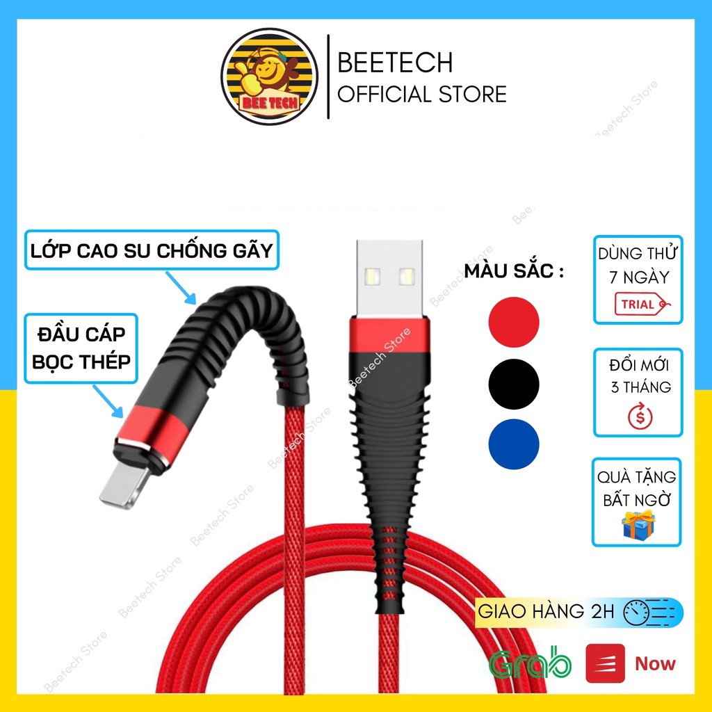 Cáp sạc nhanh,dây sạc chống gãy đầu chân ,Micro USB,TypeC-Beetech