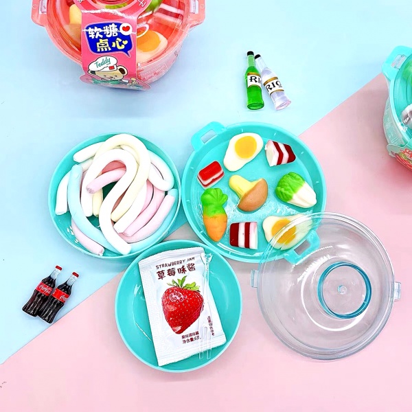 1 Cái Chảo Lẩu Mini 3 Tầng Kẹo Dẻo &amp; Marshmallow Kèm Siro Dâu Hongkong 40gr