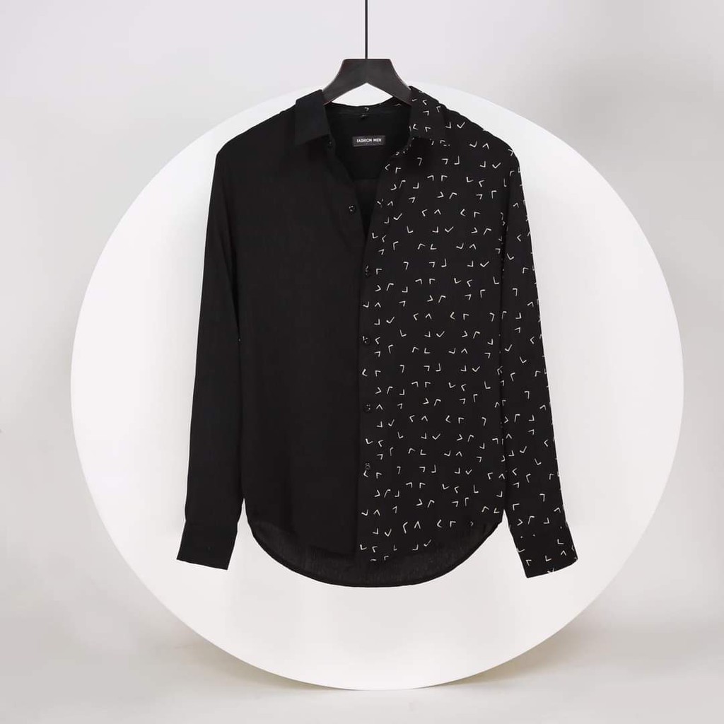 Áo sơ mi nam dài tay form rộng họa tiết vải lụa cao cấp S36