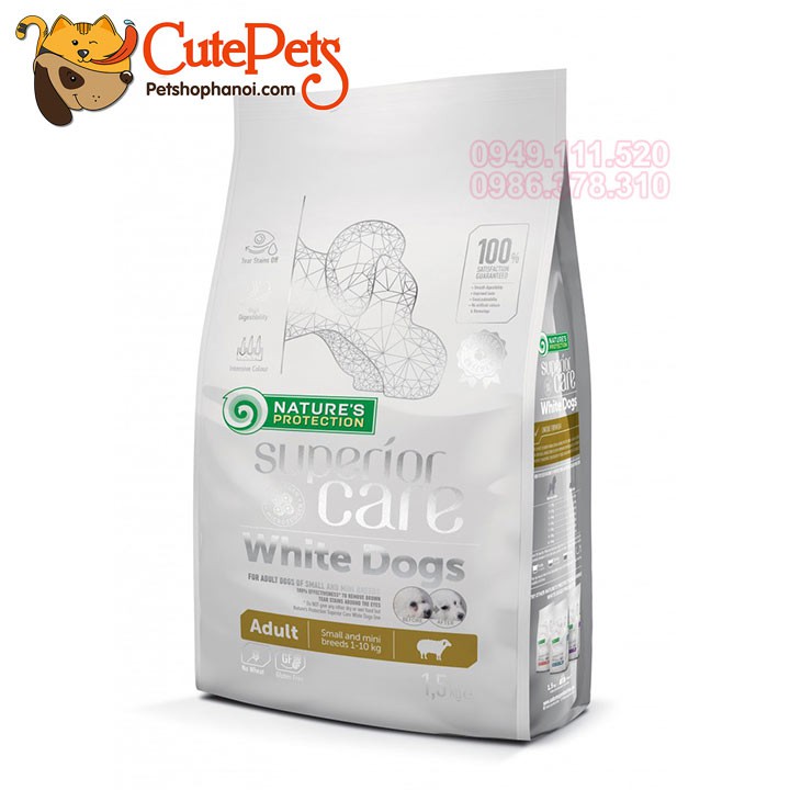 Thức ăn cho chó lông trắng Superior Care Adult 1.5kg Thịt Cừu - CutePets