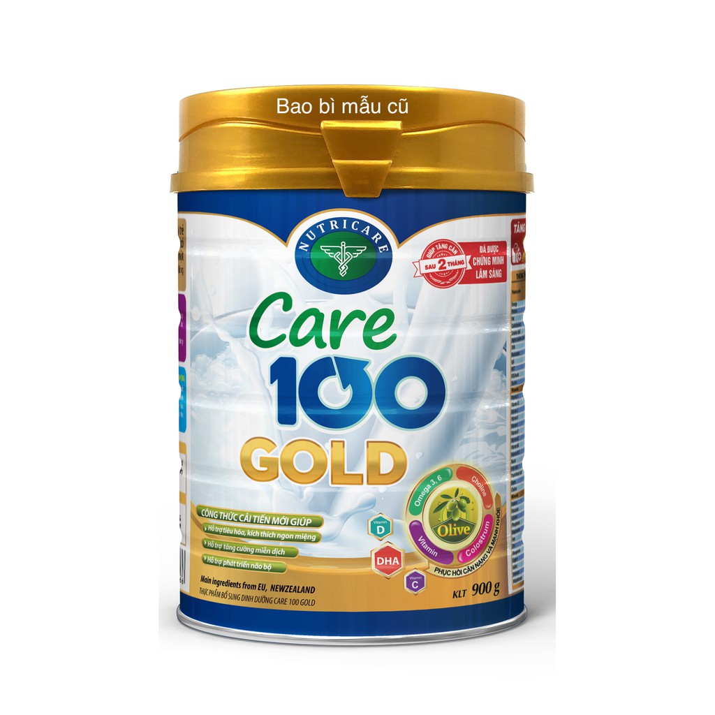 Combo 2 lon Sữa Nutricare Care 100 Gold cho trẻ biếng ăn suy dinh dưỡng (900g/lon)