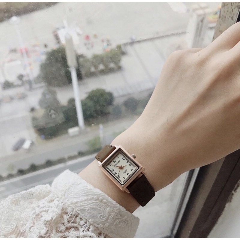 Đồng hồ thời trang nữ Gaiety chất dây da nhung cực đẹp, mặt chữ nhật, chống trày xước tốt DHG1 LOUSMORE | BigBuy360 - bigbuy360.vn