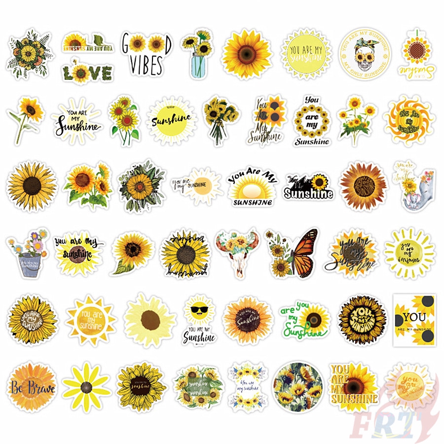 Bộ 50 miếng hình dán dán họa tiết hoa hướng dương You are my sunshine