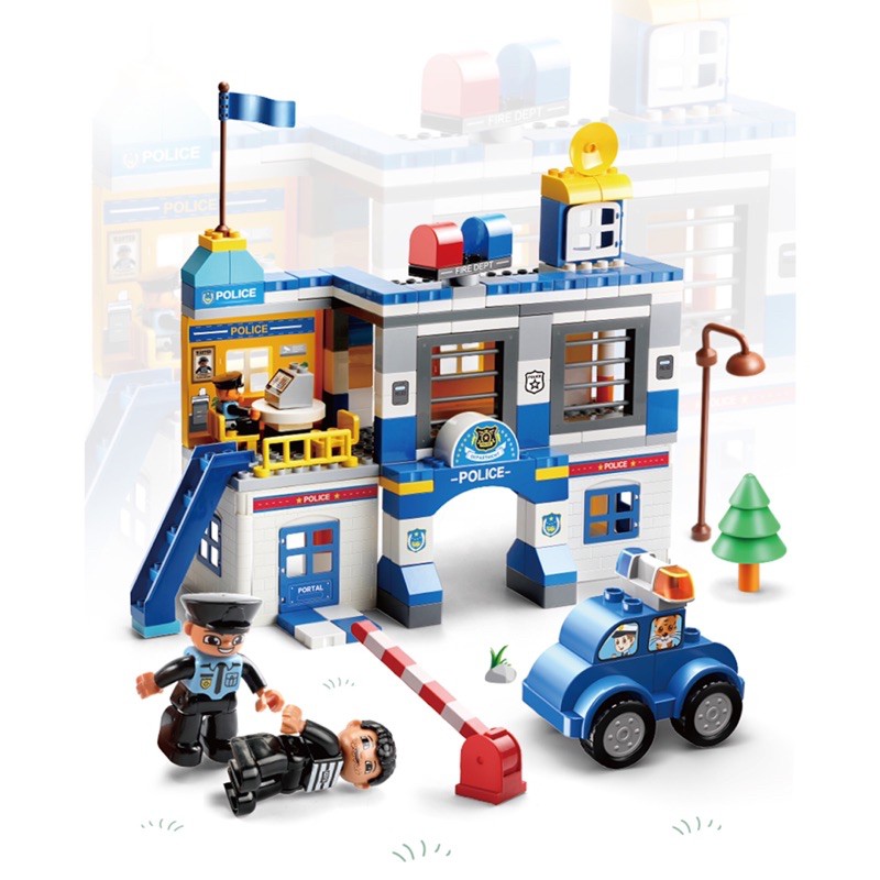 Sở Cảnh Sát - 167 chi tiết size Lego Duplo - Hãng FEELO- Đồ Chơi Xếp Hình Cho Bé