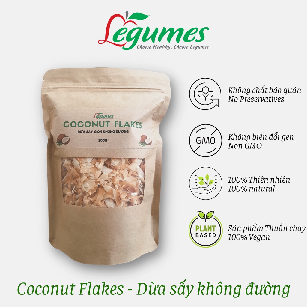 Dừa sấy giòn nguyên chất không đường ( Loại đặc biệt tốt cho sức khỏe ) - [ LÉGUMES VIỆT NAM ]