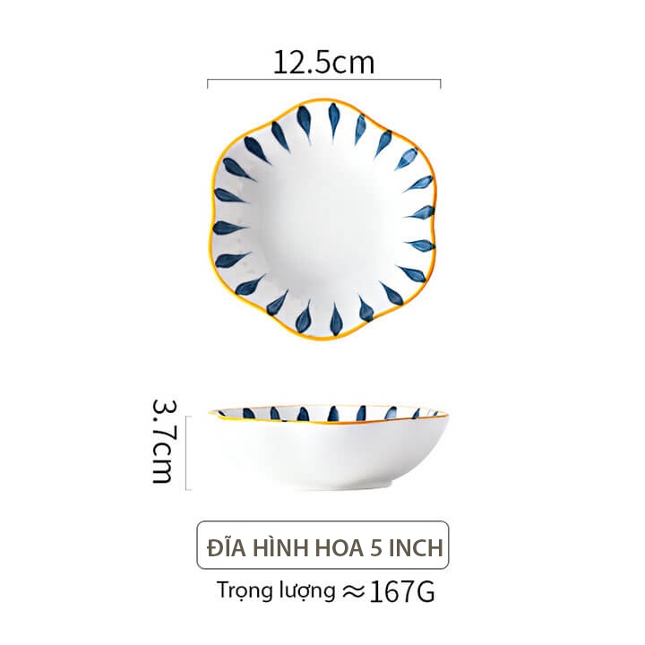 Bát Đĩa Sứ Họa Tiết Giọt Nước Phong Cách Nhật Bản GN02