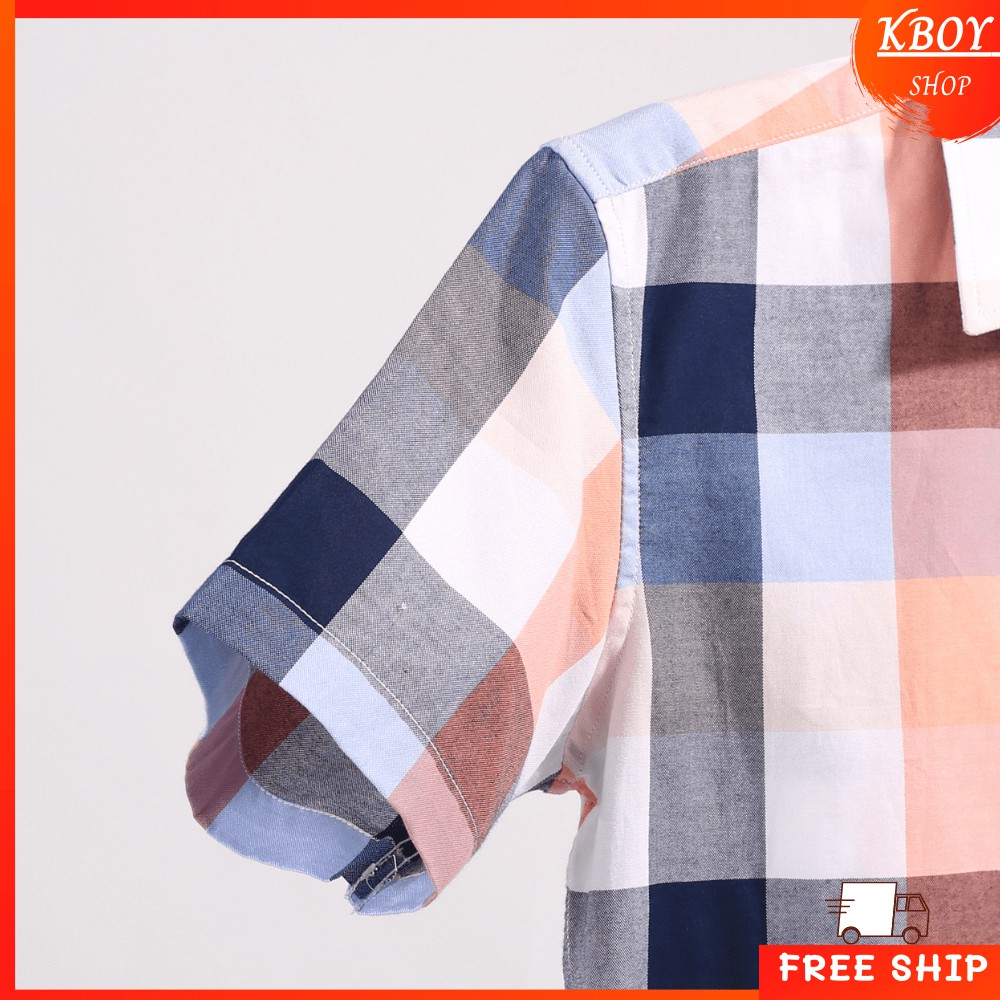 Áo sơ mi nam tay ngắn cotton spandex caro vải co giãn nhẹ mềm mịn thoáng mát - T04 | BigBuy360 - bigbuy360.vn