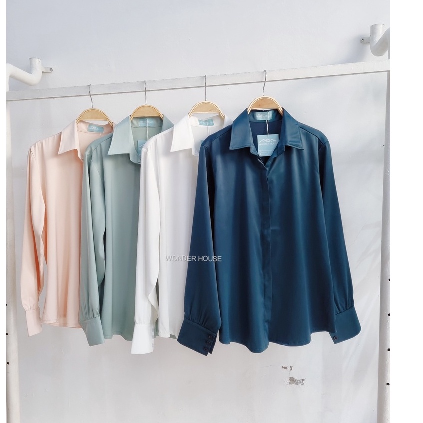 Áo WONDER HOUSE sơ mi basic tay bồng