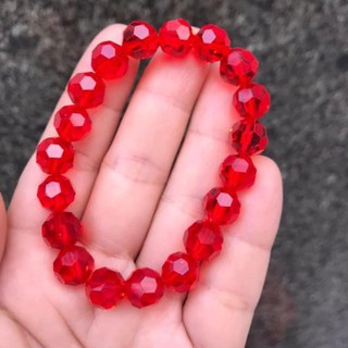  VÒNG TAY PHA LÊ ĐỎ CẮT GIÁC HẠT 10LY