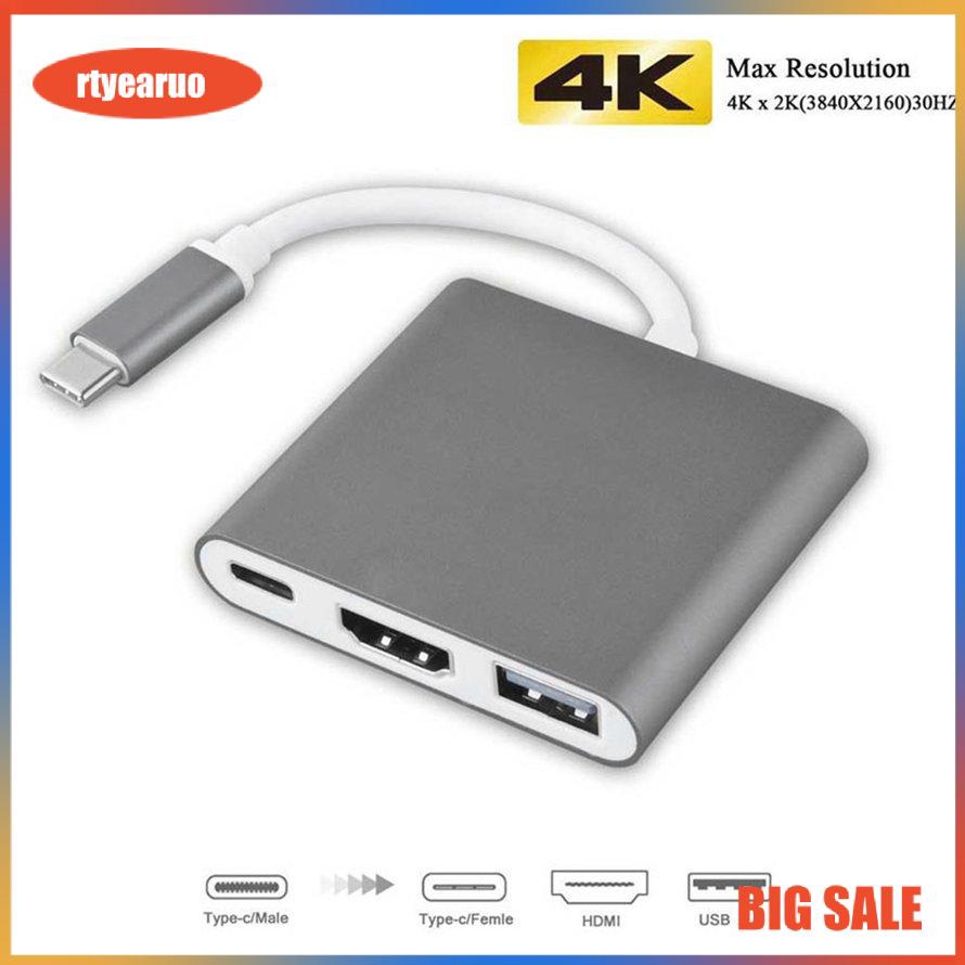 Cáp chuyển đổi Type-C sang HDMI 4k/USB/Type C 3 trong 1 cho Macbook/iPad dùng trong trình chiếu