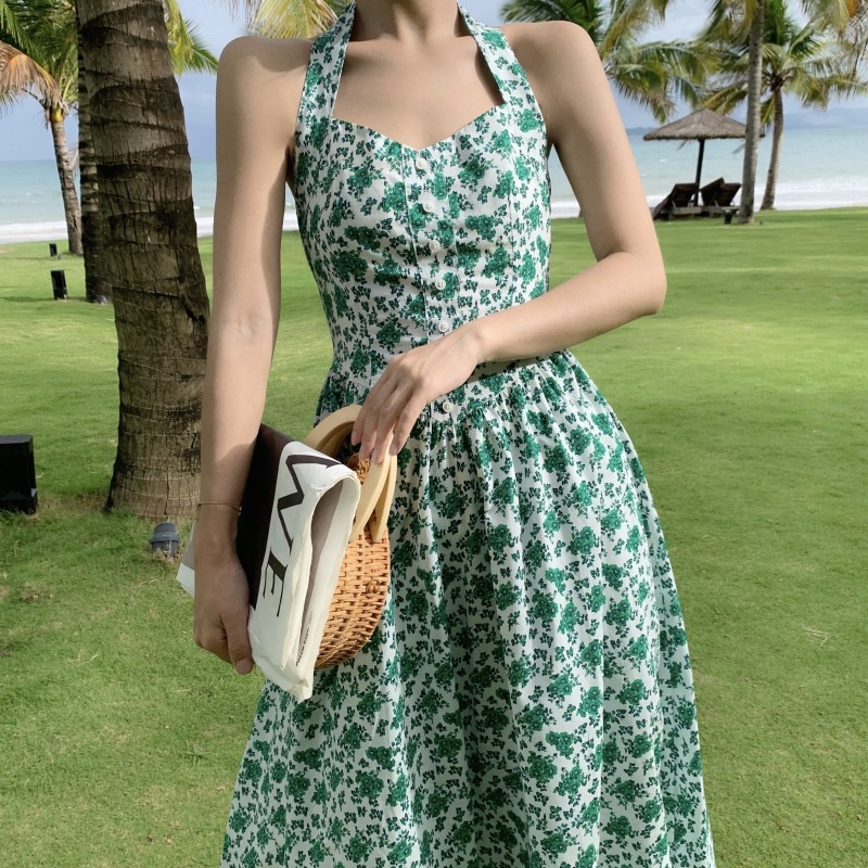 Đầm dài IELGY lưng cao họa tiết hoa thời trang cho nữ