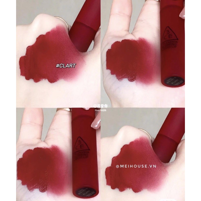 Son kem 3CE Blurring Liquid Lip màu CLARET - đỏ anh đào đậm