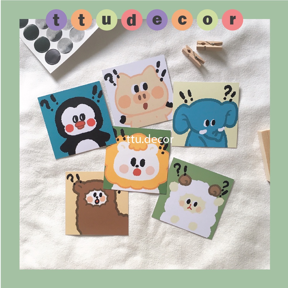 POSTCARD động vật hoạt hình cute trang trí