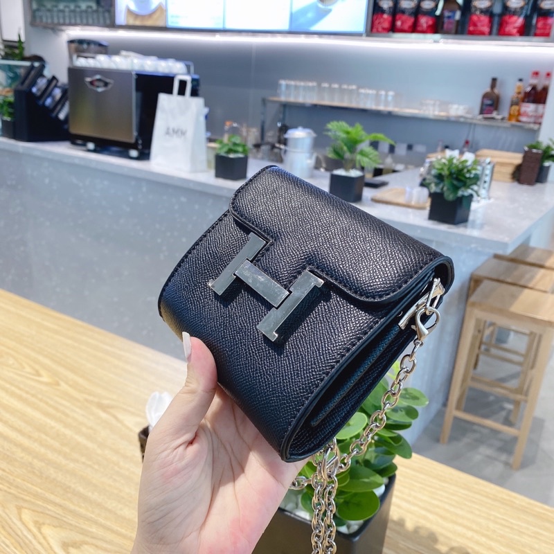 Túi Chữ H Mini Dây Xích Trắng