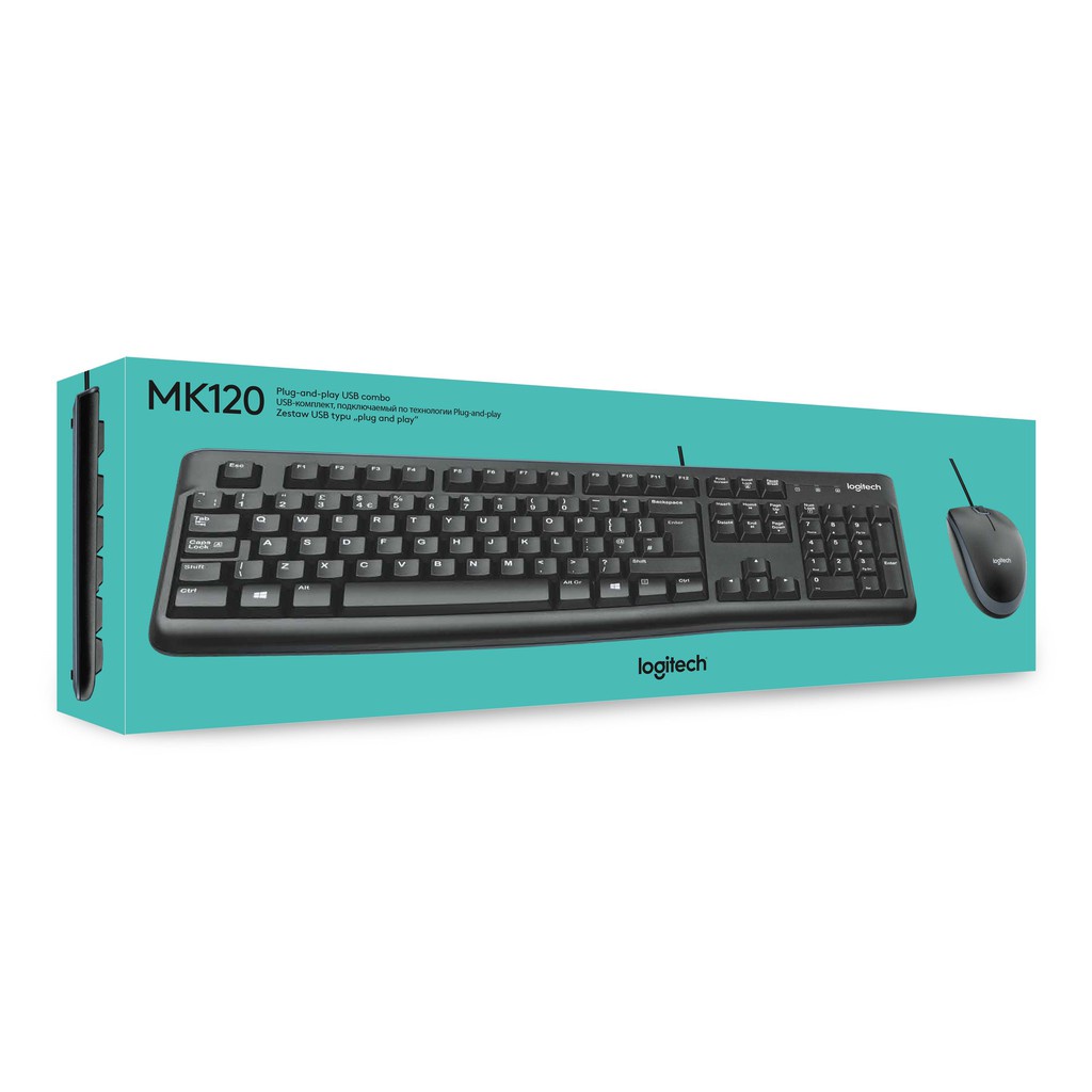 Combo Keyboard + Mouse Logitech MK120 Chính Hãng. COMBO PHÍM CHUỘT CÓ DÂY USB MK120 CHÍNH HÃNG.