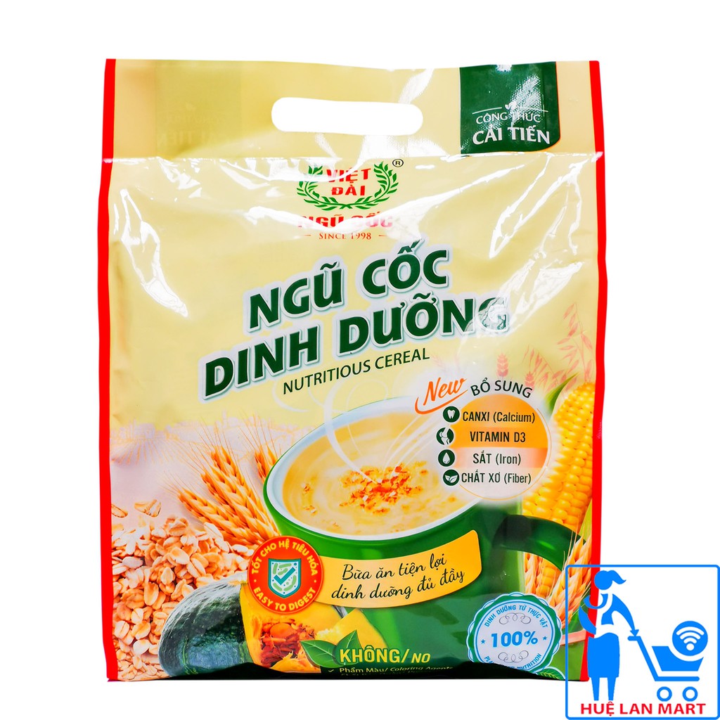 [CHÍNH HÃNG] Ngũ Cốc Dinh Dưỡng Việt Đài - Túi 500g (20 gói x 25g) (Bữa ăn tiện lợi, dinh dưỡng đầy đủ)