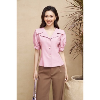 Á thiết kế sơ mi cổ thuỷ thủ tay bồng 2 lớp cao cấp YuHee