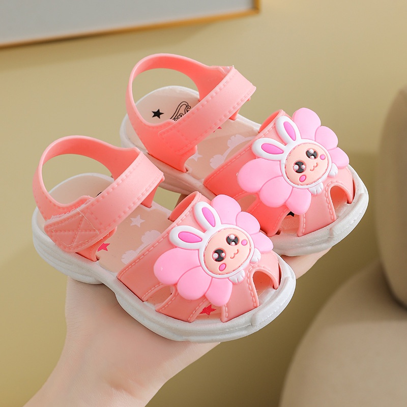 Giày nút cài chất liệu cao su cho bé gái hình hoa mặt trời