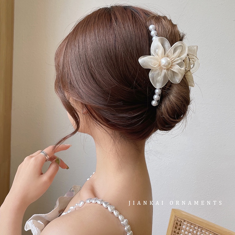 Kẹp Tóc Hình Hoa Đính Ngọc Trai Nhân Tạo Thời Trang Hàn Quốc Cho Nữ