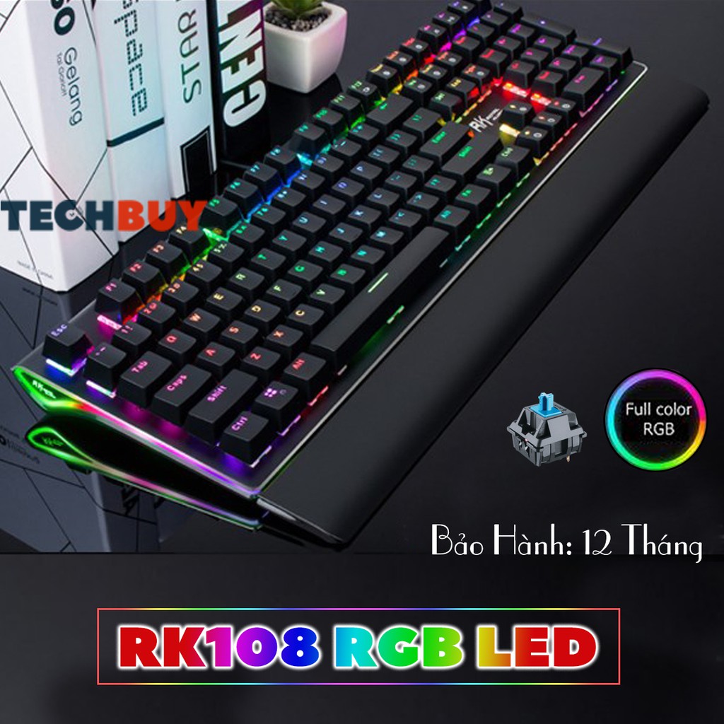 Bàn phím cơ RGB Royal Kludge RK-108S Black 16.8 triệu màu Blue Switch I ...
