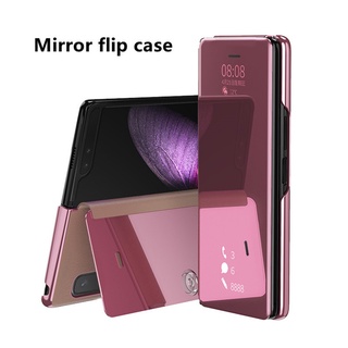 Thông Minh Bao Da PU Nắp Gập Tráng Gương Kèm Giá Đỡ Chống Sốc Cho Samsung Galaxy Z Fold 2 5G W21 Z Fold 1 Ốp