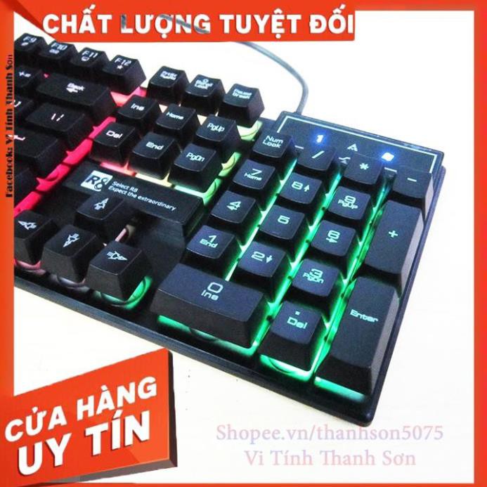 Bàn phím game giả cơ R8 1822 có đèn led 7 màu + Tặng Lót Chuột Logitech - Vi Tính Thanh Sơn