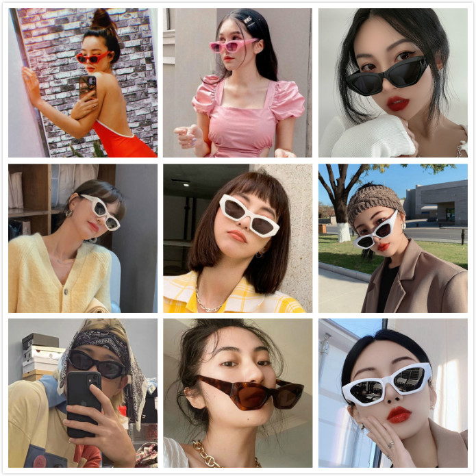 Cod Qipin Korean Cat Eye Sunglasses Women Men Simple Jelly Color Polygon Glasses Eyewear Travel