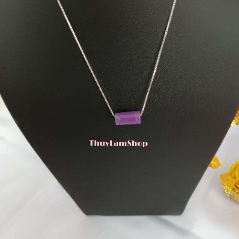 Vòng cổ dây chuyền bạc 925 vĩnh viễn bảo hành mix lu thống màu tím đầu xuôi đuôi lọt