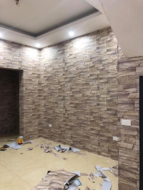 Giấy Dán tường sẵn keo giả đá 3d khổ 0,6m x 10m