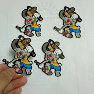 Tem logo -- tem lẽ, sticker thỏ xám 10k ba con.