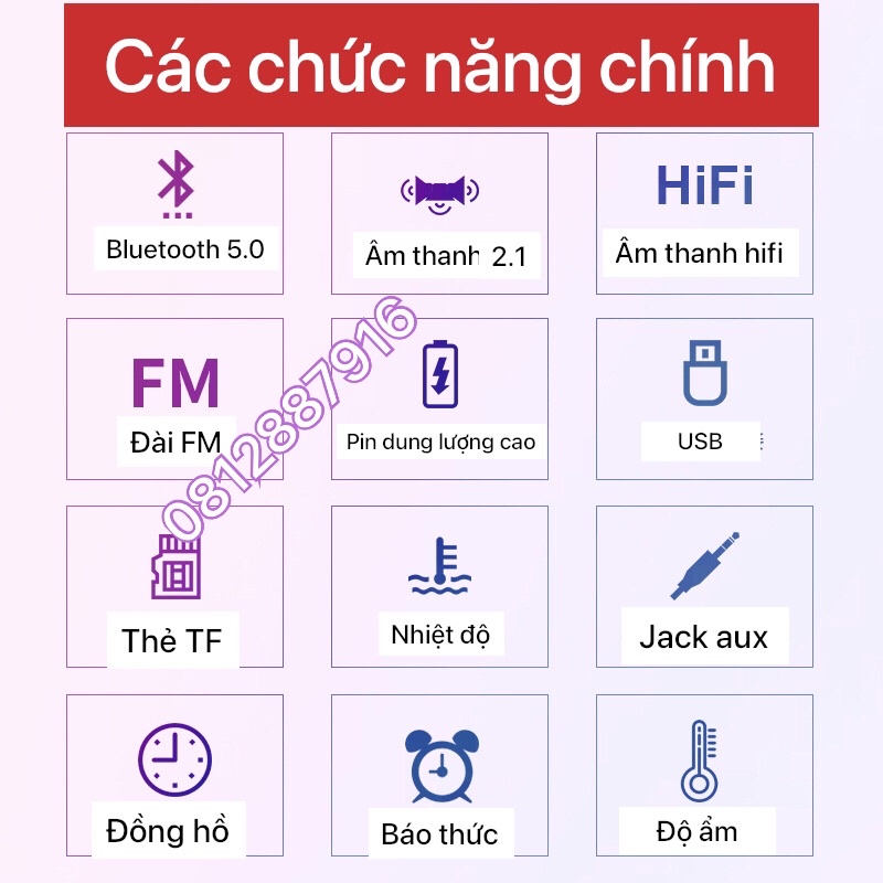 Loa Bluetooth 5.0 LED Không Dây SOAIY SH25 Bass Cực căng/ Đài FM/ Hỗ trợ thẻ TF âm thanh siêu trầm
