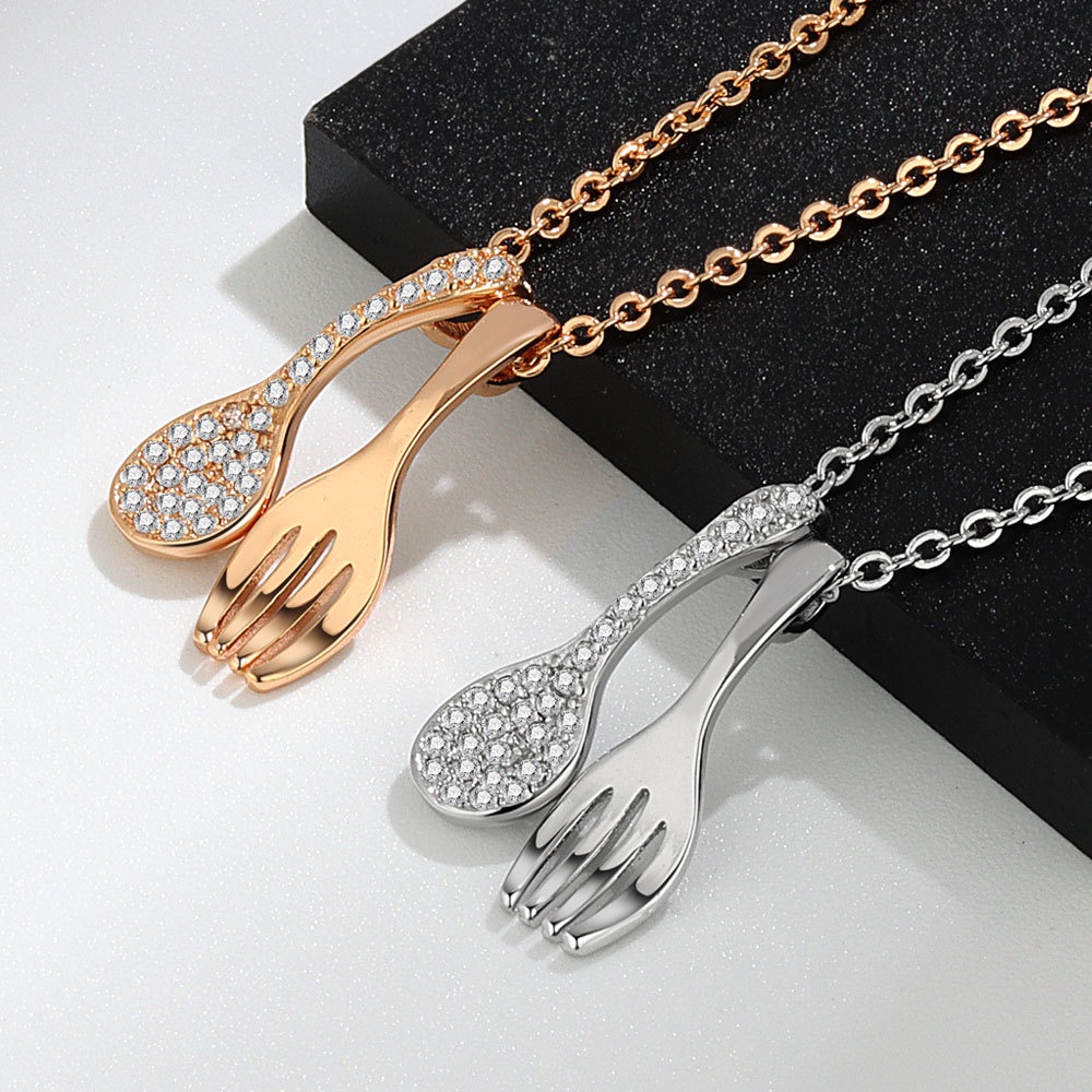 Vòng cổ Mặt Hình Muỗng Nĩa Đính Đá Thời Trang Cho Nữ