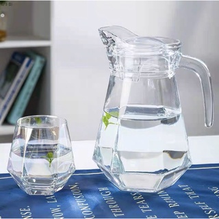 Bình ca thủy tinh rót nước 1300ml trong suốt có quai cầm sang trọng cao cấp dày dặn chịu nhiệt MOKAT