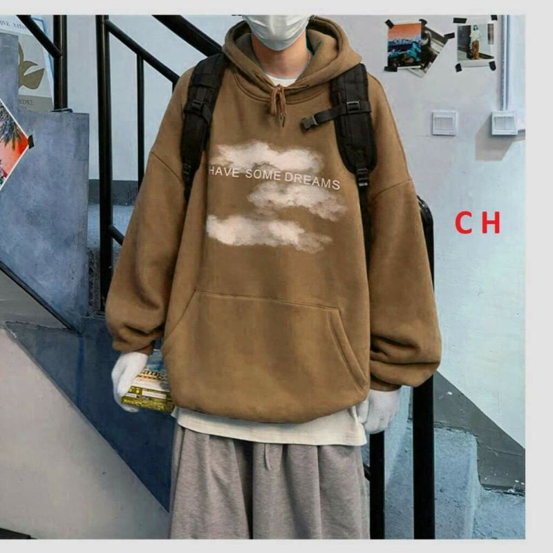 Áo hoodie Đám Mây💝Chất liệu nỉ bông💝form thụng nam nữ kiểu dáng unisex💝có túi bụng và dây rút mũ mùa đông