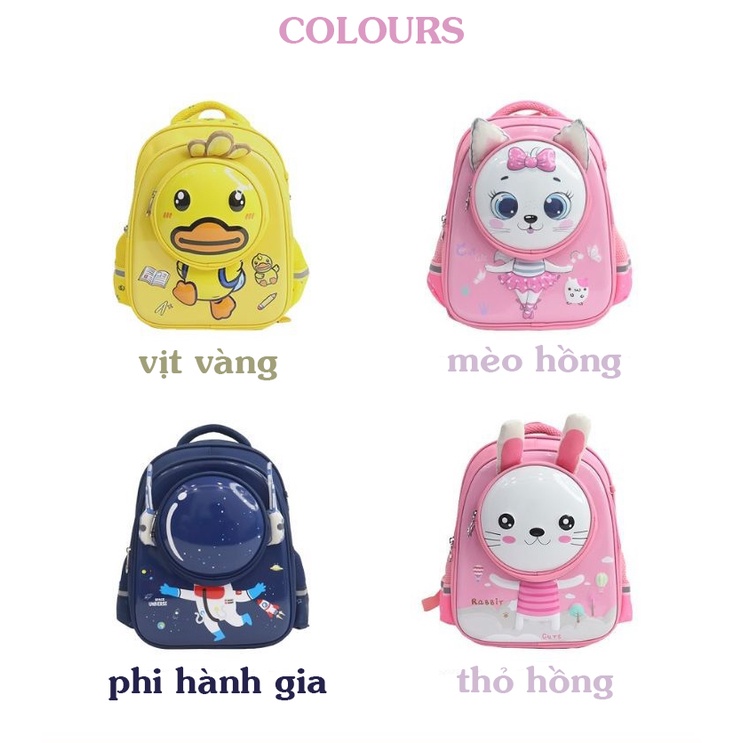 Balo hình thú cho bé trai và gái họa tiết đáng yêu ngộ nghĩnh vải cao cấp an toàn chính hãng Bibobaby 1025