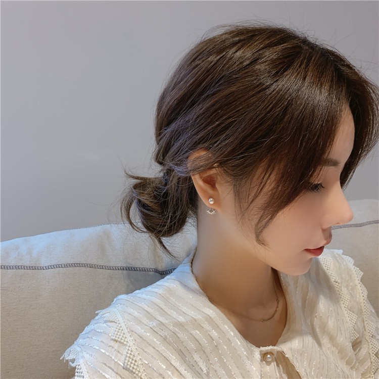 Bông tai bạc S925 kim cương nhân tạo hình trái tim Hàn Quốc