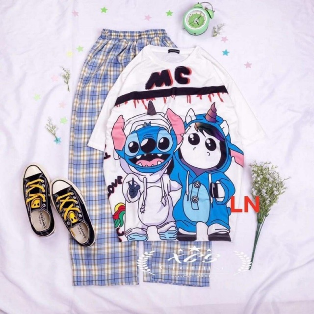 Sét áo thú MC+ quần kẻ xanh (HÀNG CHÁT LƯỢNG ) MUA 1 TẶNG 1