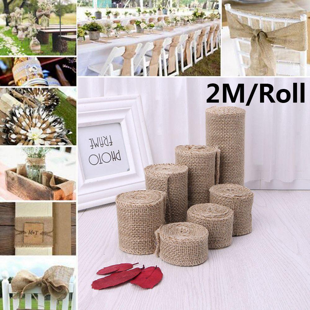 HECCEH 1 Cuộn Dây Ruy Băng Bằng Vải Bố Tự Nhiên Dài 2M Nhiều Màu Sắc