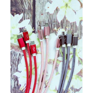 Cáp dù sạc nhanh 3 đầu Apple + Micro + Type-C