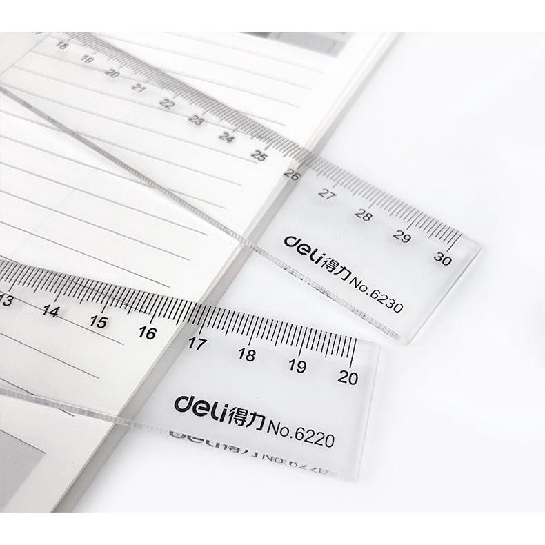 Thước kẻ nhựa trong suốt loại 20/30cm dành cho học sinh, sinh viên. Vạch chia chuẩn, số rõ nét HB1015