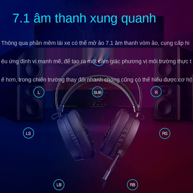 ۞PUBG/GLQM có dây Tai nghe gaming Mic rất chuyên nghiệp máy tính Pennefather H310 ảo kênh 7.1 chống ồn chơi game Quán cà