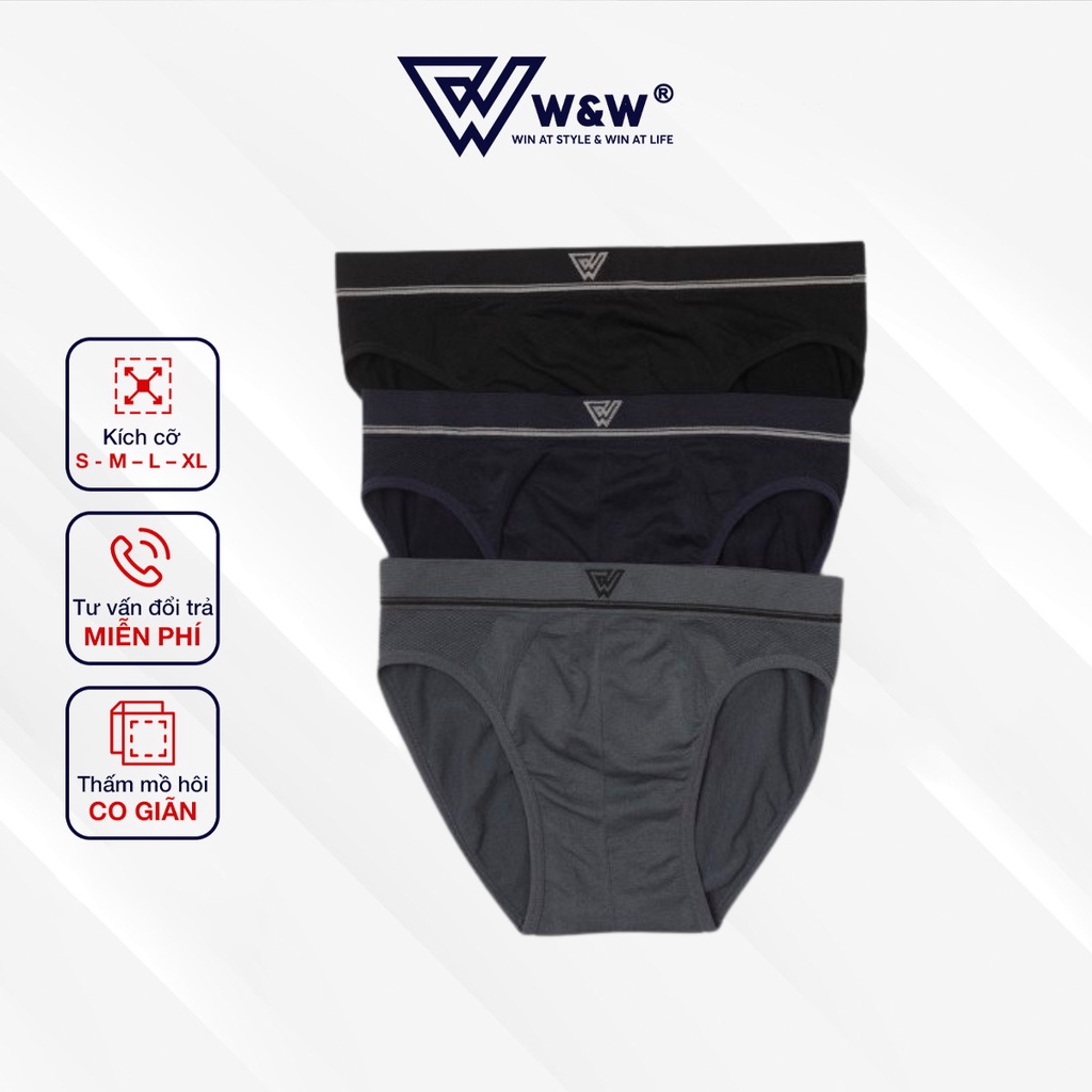 Quần Lót Nam W&amp;W Tam Giác Chất Liệu Cotton Mềm Mại, Co Giãn Đàn Hồi Tốt, Thoáng Mát Cho Người Mặc WUW57