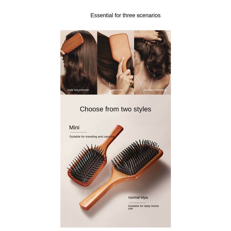 Lược Gỗ Chải Tóc Xoăn Chống Tĩnh Điện Mát Xa Da Đầu aveda