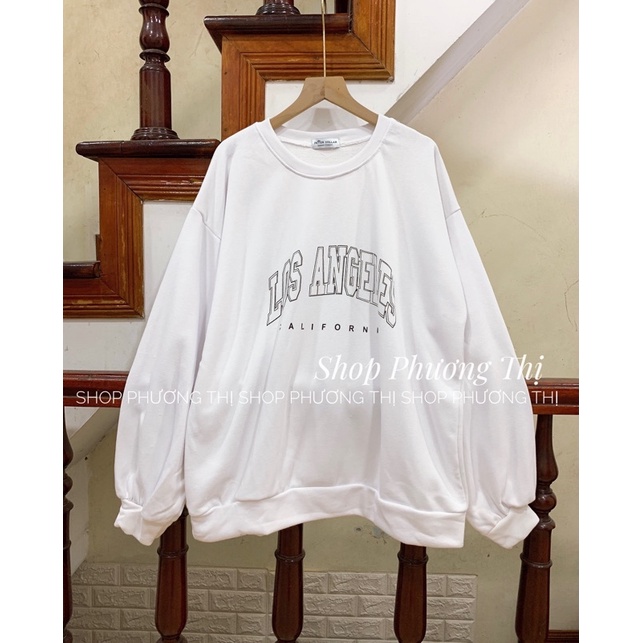 Áo sweater Los Ang nỉ da cá dáng rộng Hàn Quốc (hình thật/sẵn) | BigBuy360 - bigbuy360.vn