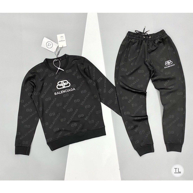 Bộ nỉ thu đông Balenciaga vân chìm thêu logo mới hot 2021