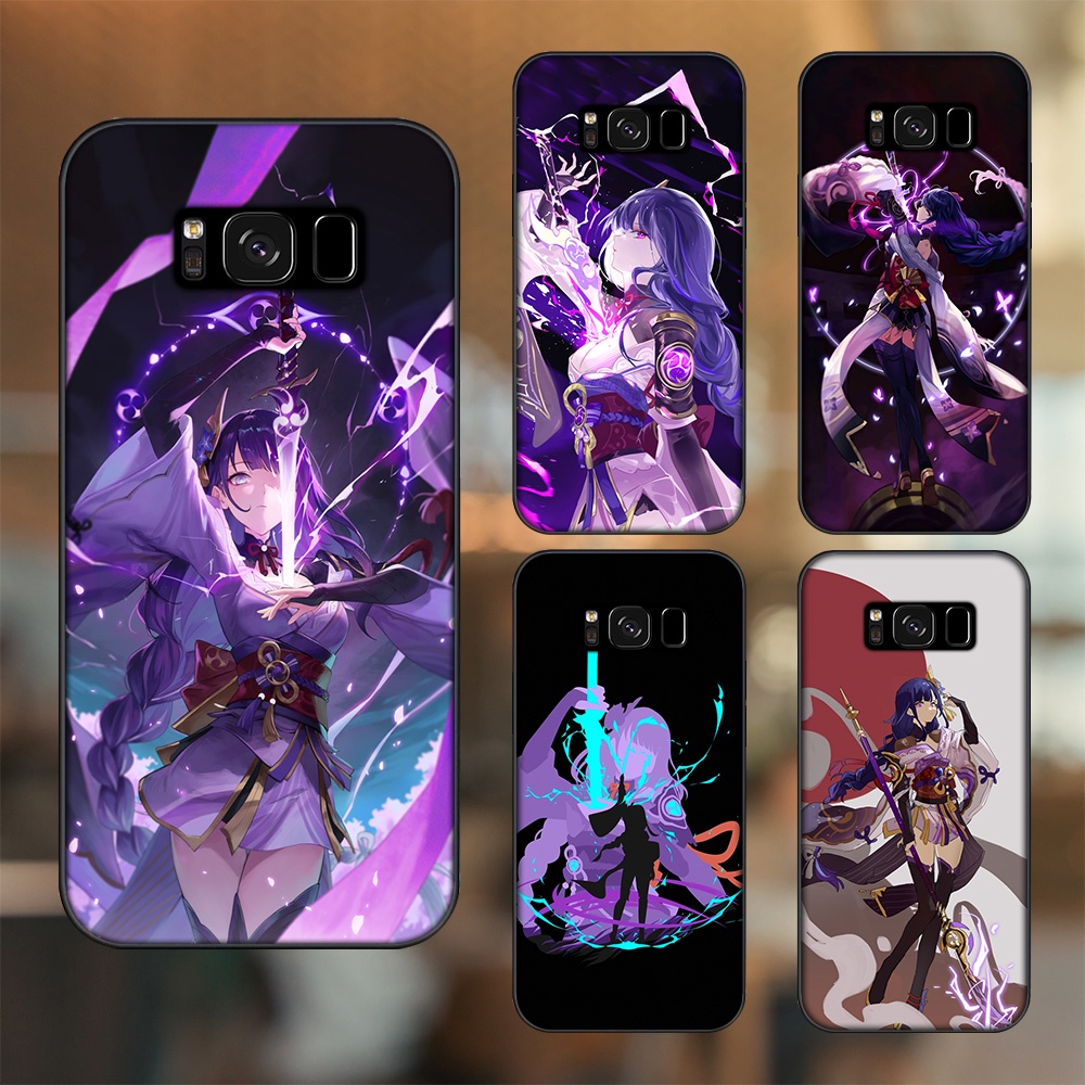 Ốp lưng Samsung S8, S8 Plus viền đen in hình Raiden Shogun Genshin Impact