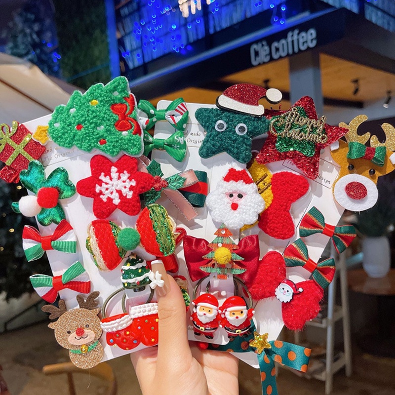 Set 10 Kẹp Tóc Chủ Đề Giáng Sinh Dễ Thương timetunnel