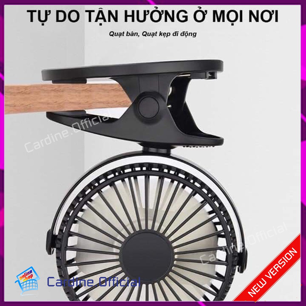 Quạt mini tích điện kẹp bàn có đế thăng bằng 360 độ siêu mát Cardine Store Pin Khủng 1200mAh | BigBuy360 - bigbuy360.vn