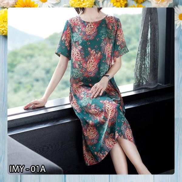 [Xả Kho] Váy Trung Niên  - Đầm Trung Niên Hàng Thiết Kế, Vải Lụa Mát Mịn Thiết Kế Dành Cho U40-U50-U60