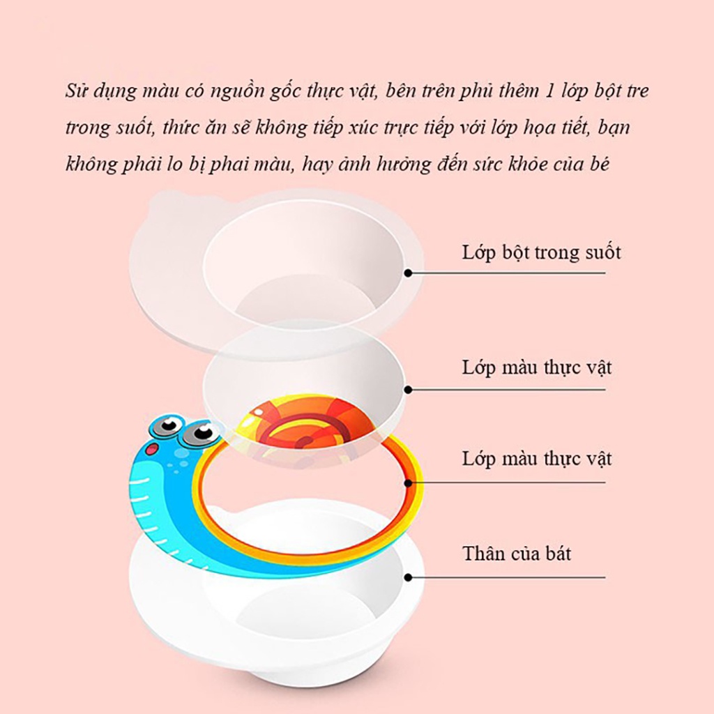 Chén ăn dặm sợi tre, bát ăn dặm hình thú, dễ thương